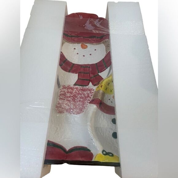 Cardinal Snowfolk Snowman Chip and Dip Platter Brand New In Box - Picture 5 of 5